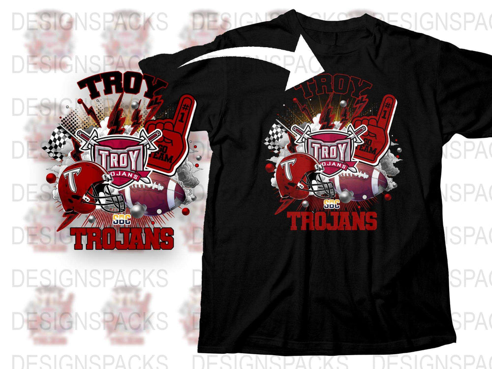 Troy Trojans Football T-Shirt, High School Team Graphics, Sports Fan Apparel, Youth and Adult Sizes Available