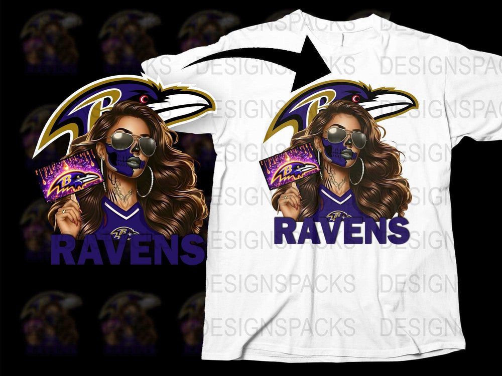 Baltimore Ravens T-Shirt, Stylish Fan Gear, Unisex Sports Apparel, Custom Football Shirt Design, Trendy Purple and White Tee