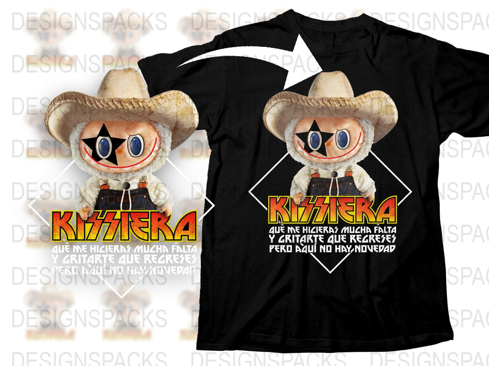 Kizzera Cartoon Character T-Shirt, Funny Quote Black Tee, Unique Graphic Design Shirt, Casual Wear