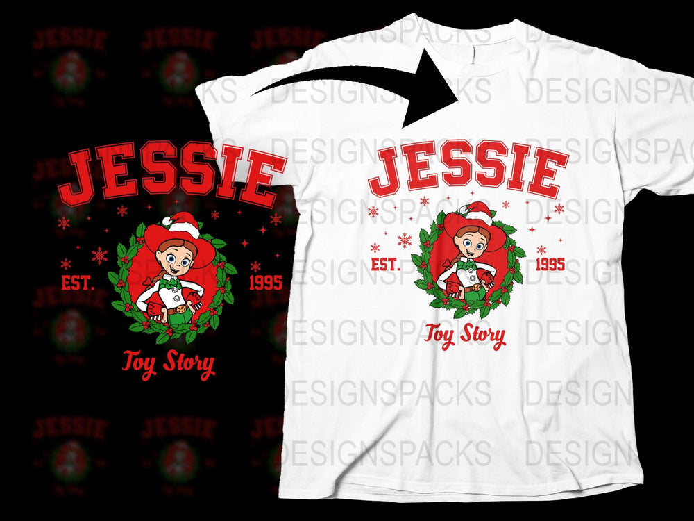 Jessie Toy Story T-Shirt, Custom Name, Personalized Gift, Kids Christmas Tee, Vintage 1995 Design, Holiday Apparel