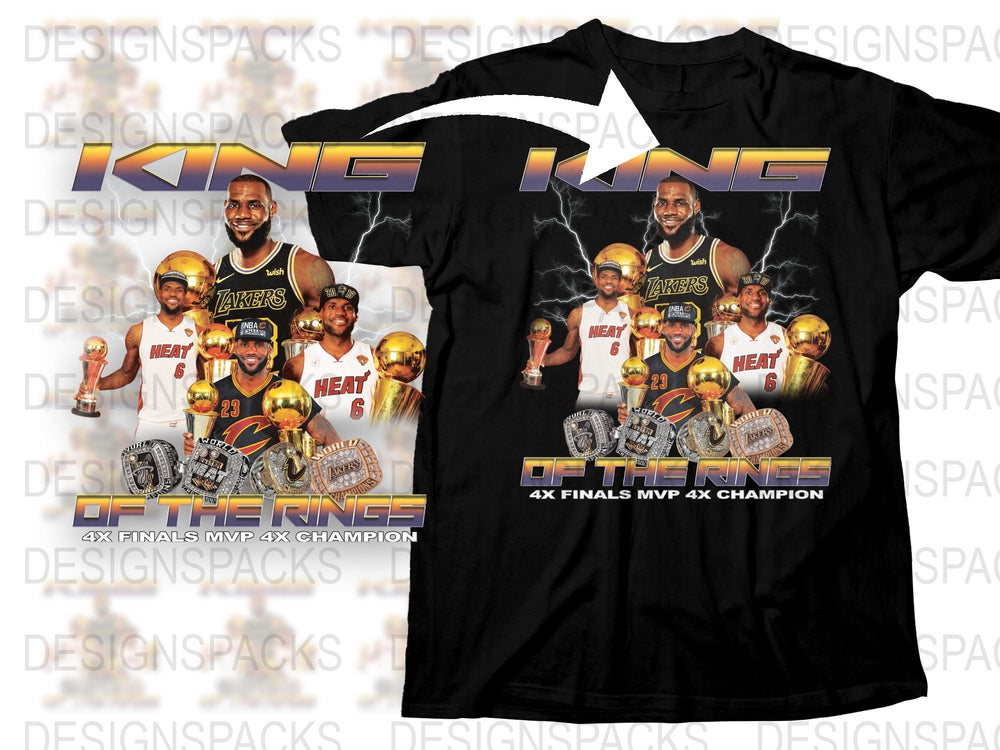 King of the Rings Basketball Legend MVP Champion Graphic T-Shirt, Sports Fan Apparel