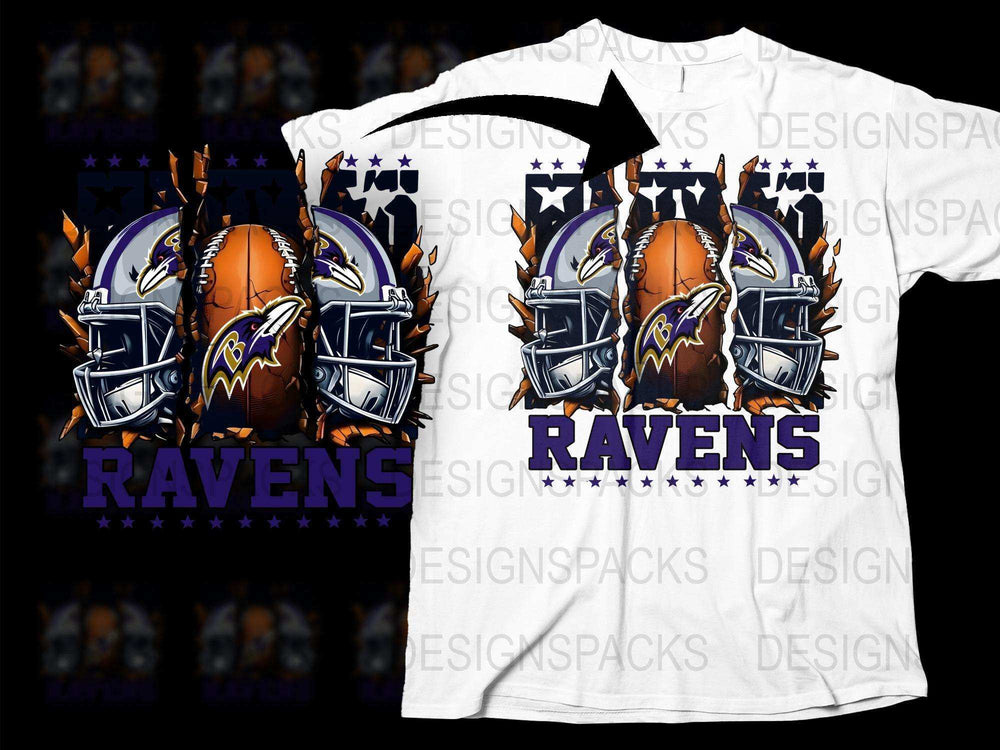 Baltimore Ravens Graphic T-Shirt, NFL Team Logo White Tee, Football Fan Apparel, Sports Clothing Merchandise