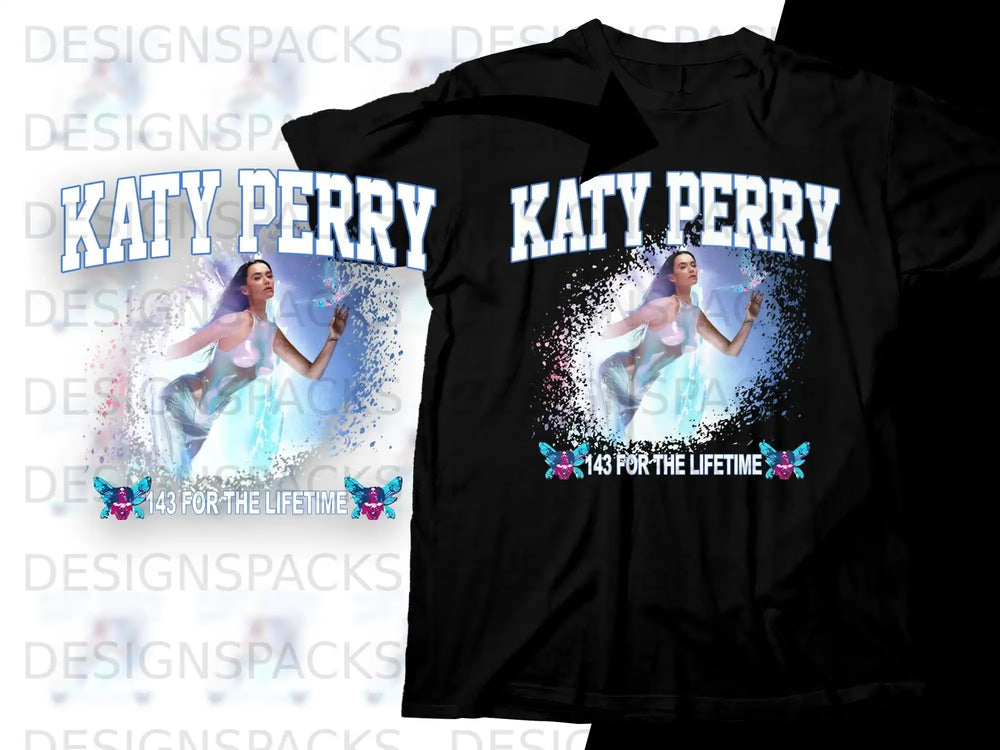 Katy Perry "143 For The Lifetime" t-shirt with album art.