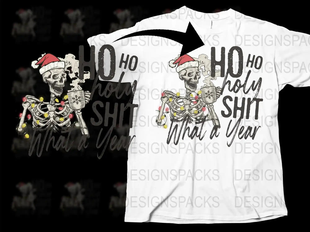 Funny Christmas T-Shirt, Skeleton Santa, Holiday Lights Graphic Tee, Unisex Adult Clothing