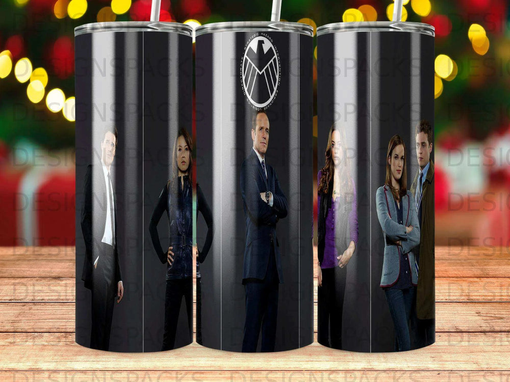 Agents SHIELD Logo Cast Portrait Tumbler Digital Wrap Design