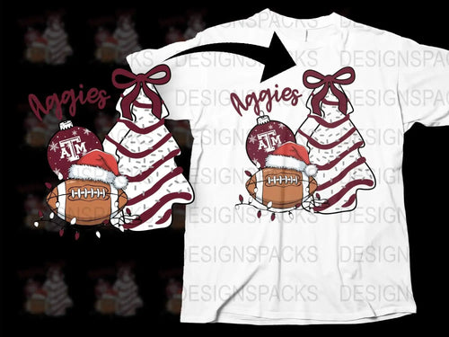 Texas AandM Aggies Christmas T-Shirt, Santa Hat Football Festive Holiday Tee