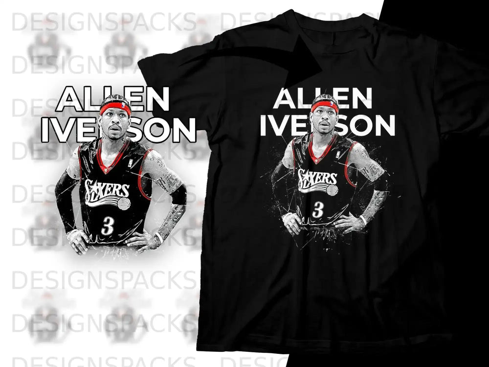 Allen Iverson in Philadelphia 76ers uniform with "3" on chest.