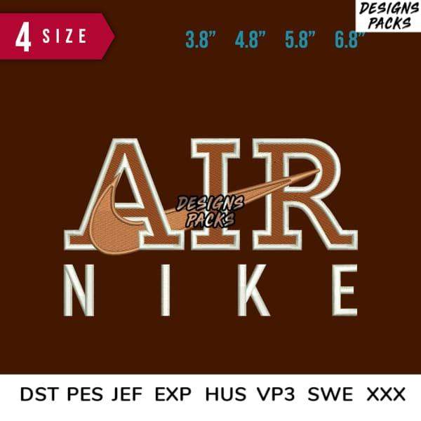 Embroidery design of AIR NIKE with swoosh, 4 sizes, DST PES JEF formats for instant download