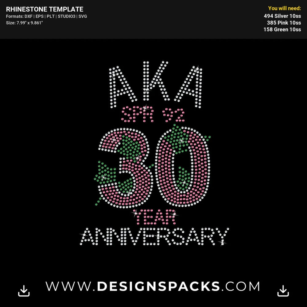 Aka 30 Spr Rhinestone Digital Template