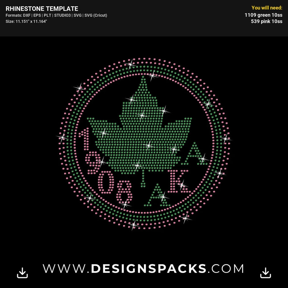 AKA Ivy Leaf Circles Sorority Rhinestone Digital Template