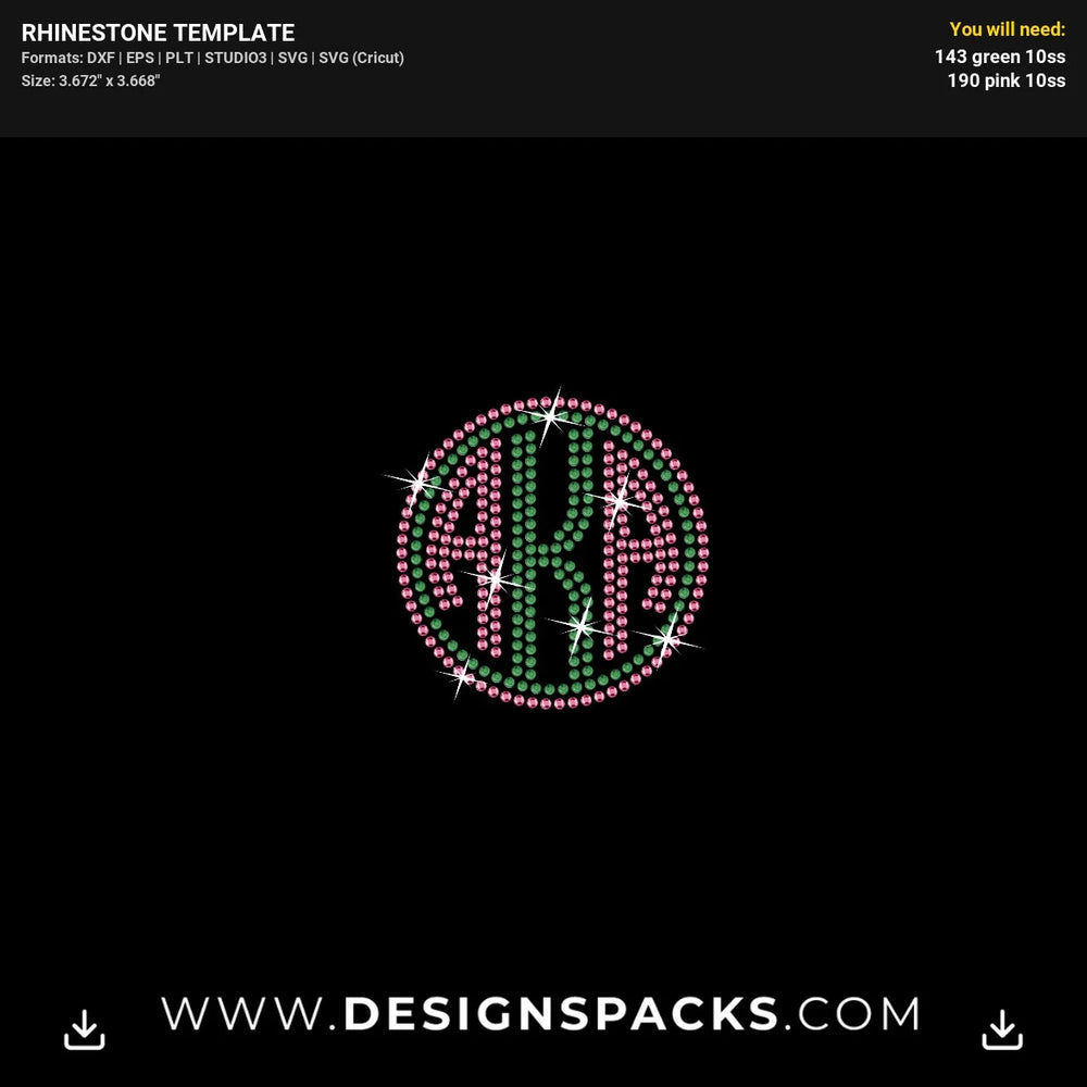 Aka Monogram Face Mask1 Rhinestone Digital Template