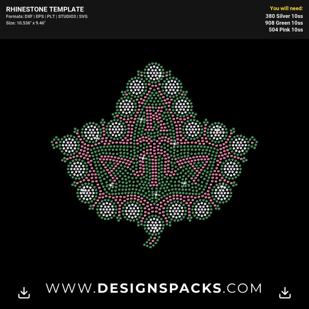 Aka Pearl Ivy Leaf Patch Rhinestone Digital Template