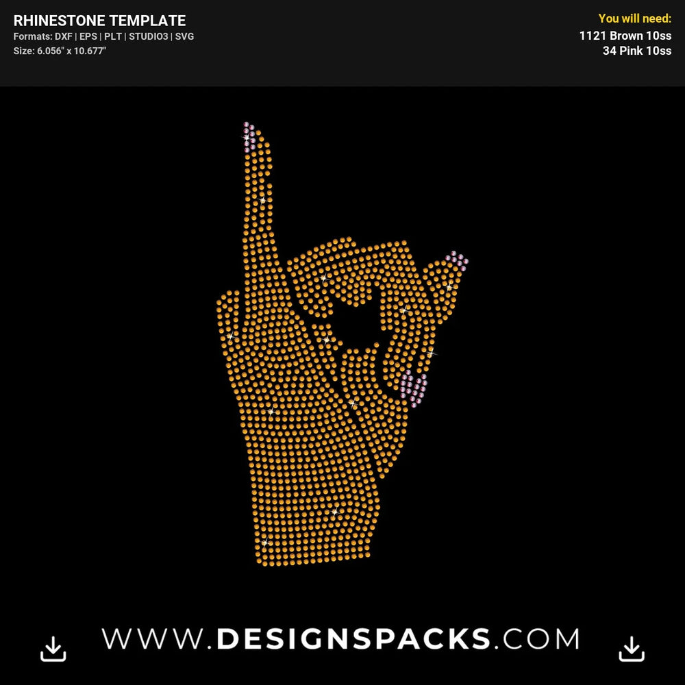 AKA Pinky Raised Hand Sign Rhinestone Digital Template