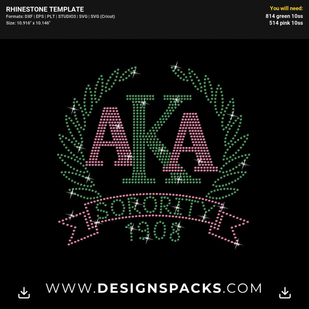 Aka Sorority 1908 Rhinestone Digital Template
