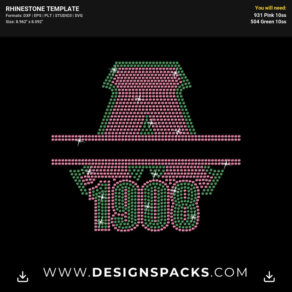 Aka Split 1908 Rhinestone Digital Template