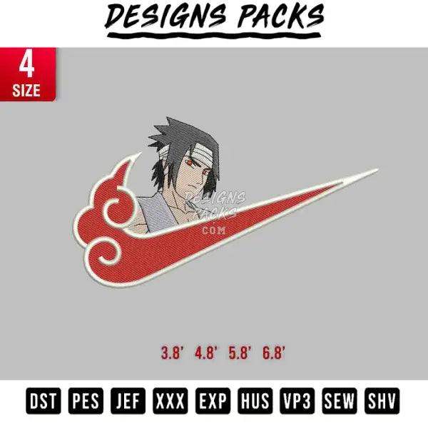Akatsuki Cloud and Sasuke Embroidery Design 