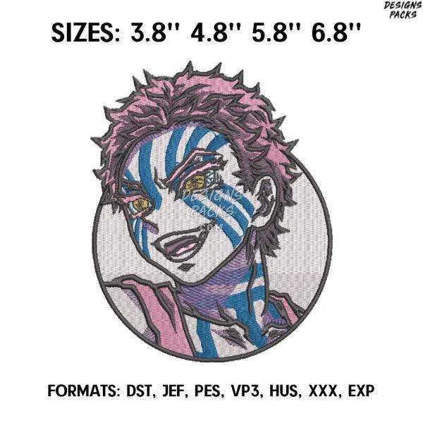 Akaza Embroidery Design File, Kimetsu no yaiba Anime Embroidery Design, Demon Slayer anime embroidery design, Upper Moon