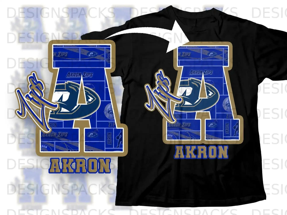 Akron Zips Large A Logo Graphic Black T-shirt