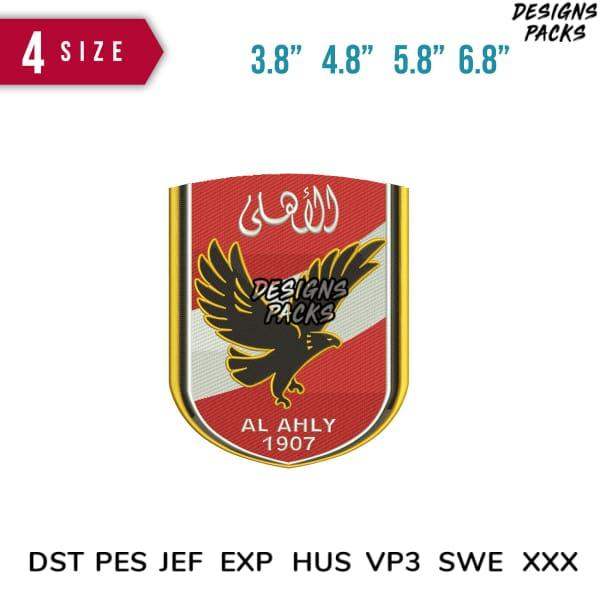 Al Ahly 1907 embroidery design with eagle shield, available in DST PES formats for instant download