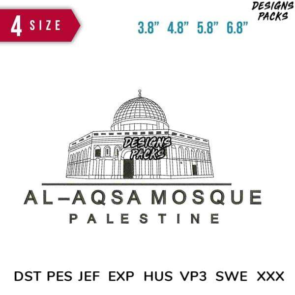 Al-Aqsa Mosque Palestine design for embroidery & DTF/DTG, 4 sizes, instant download