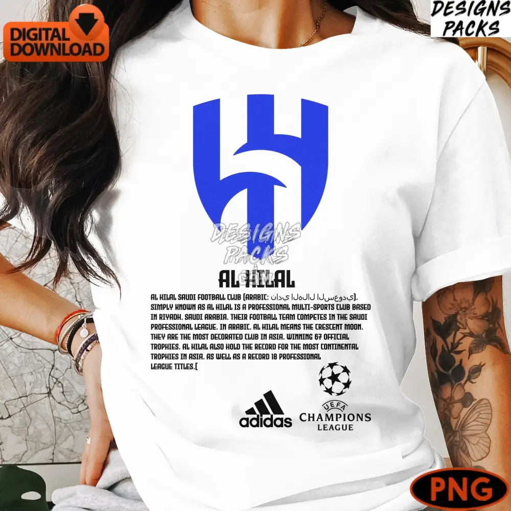 Al Hilal Soccer Football Logo Instant Download Digital Png Professional Sports Club Design High