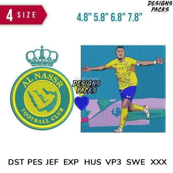 Al nassr Love Embroidery Design  4.8" 5.8" 6.8" 7.8"