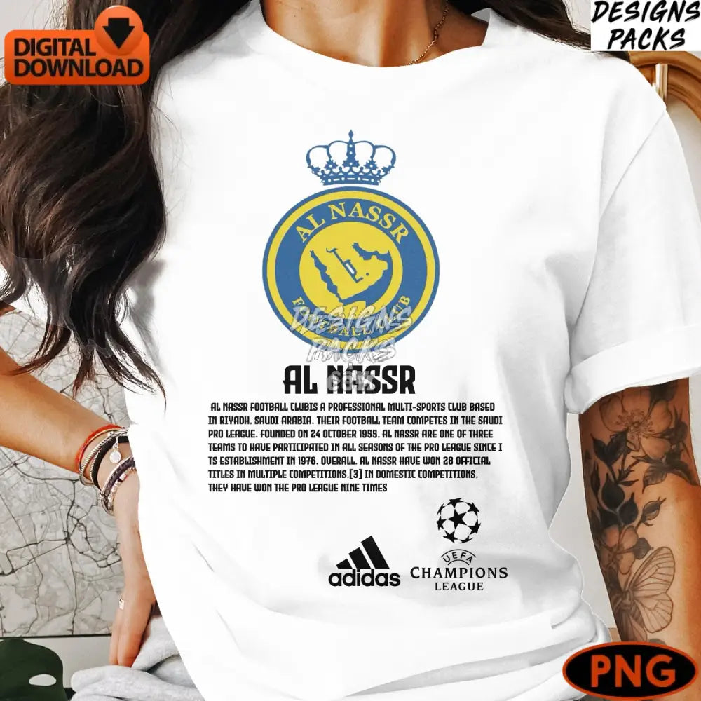 Al Nassr Ronaldo Soccer Football Club Emblem Instant Download Png Digital Sports Team Logo Design
