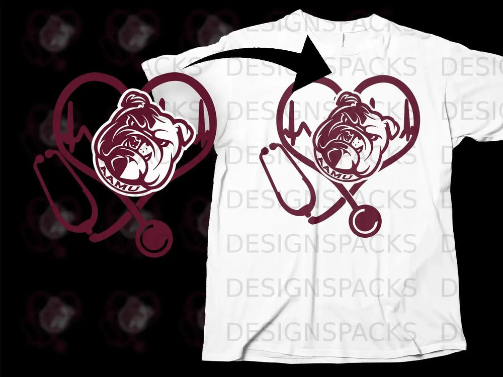 Bulldog Heartbeat Stethoscope Medical Graphic T-Shirt