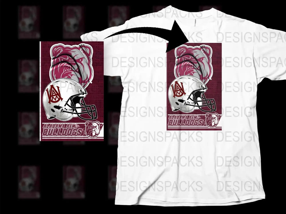 Alabama Bulldog Graphic T-Shirt, White Cotton Tee, Football Helmet Design, Sports Fan Apparel