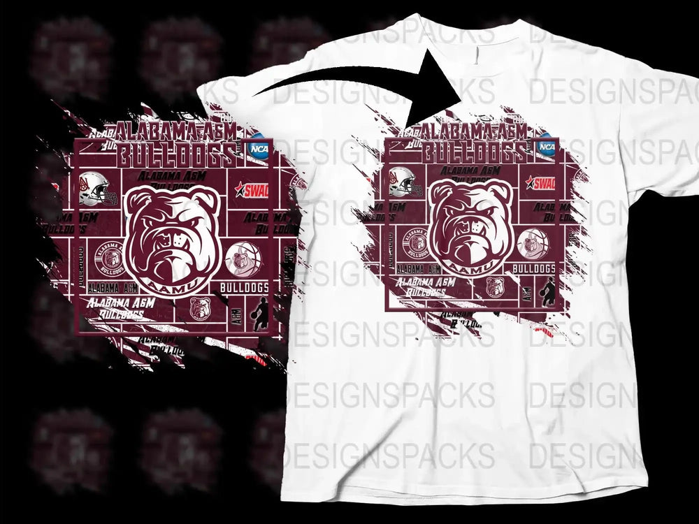 Alabama AandM Bulldogs T-Shirt, Vintage Distressed Graphic Tee, College Football Apparel, Maroon White Design