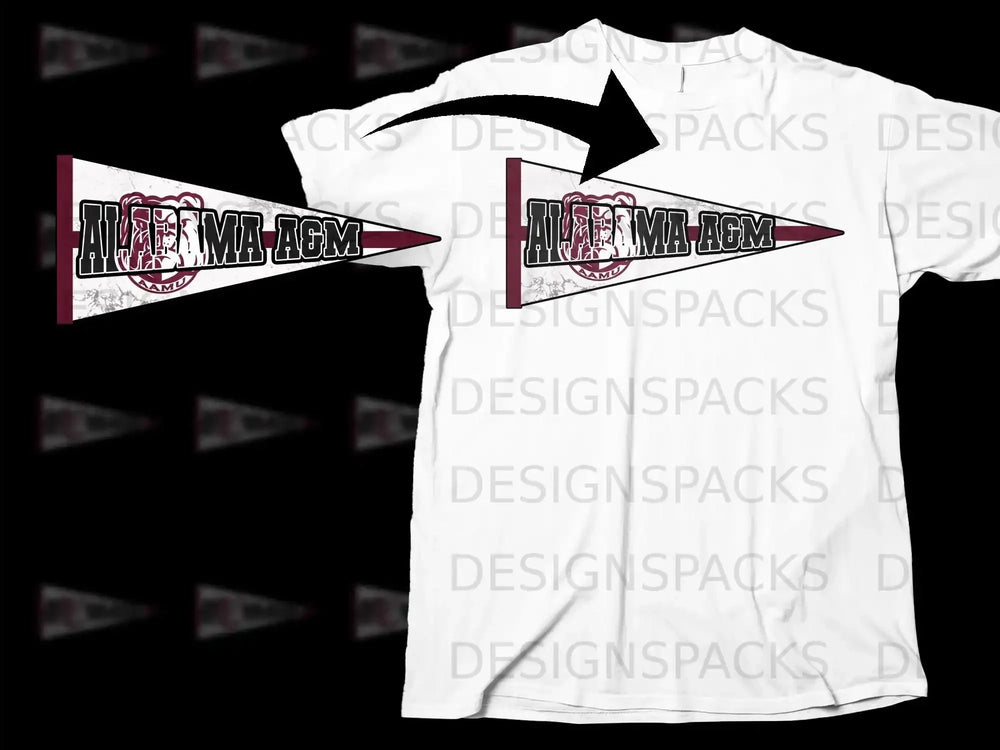 Alabama A&M Pennant Design on White T-Shirt