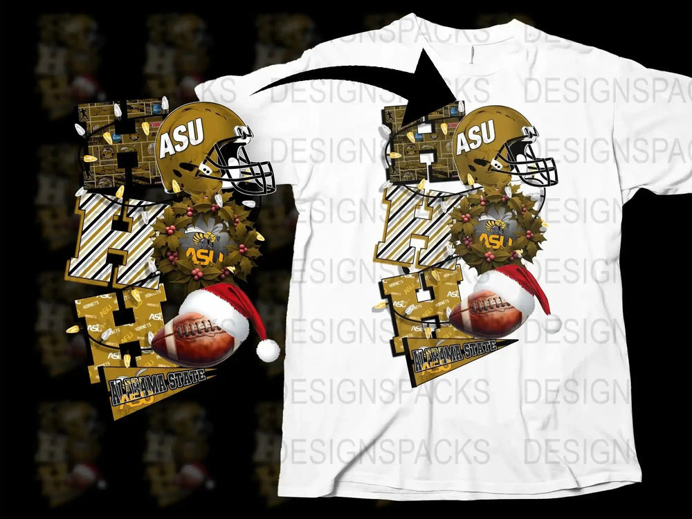 ASU Football Helmet Christmas T-Shirt, Festive Holiday Apparel, College Sports Fan Gift, Unique Graphic Tee Design