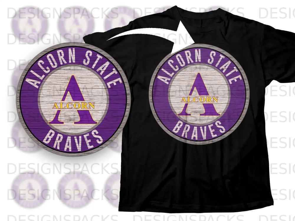 Alcorn State Braves Purple Logo Graphic Design T-Shirt
