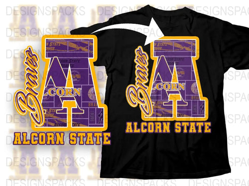 Alcorn State University T-Shirt, Purple and Gold Graphic Tee, College Apparel, Sports Style Shirt