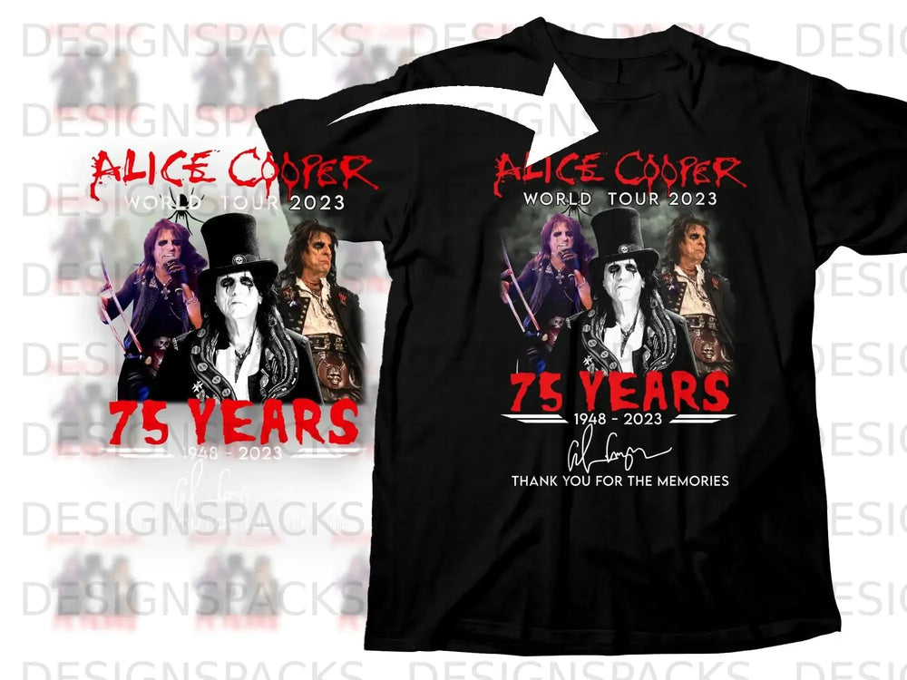 Alice Cooper World Tour 2023 75 Years shirt with signature and "Thank You for the Memories".