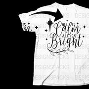 Christmas T-Shirt 'Cali is Bright' Holiday Tee - Festive California Style Shirt with Graphic Design - Unisex White T-Shirt