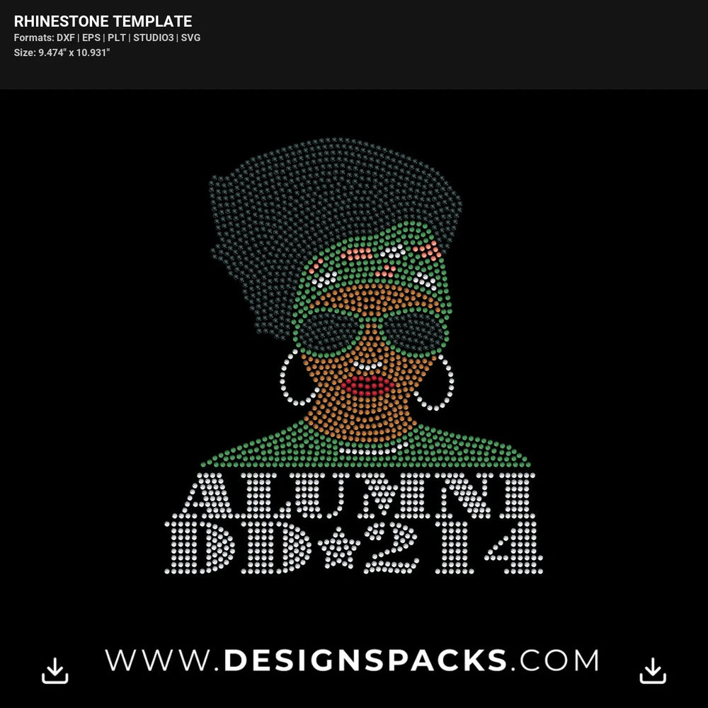 Alumni Dd 214 Woman Sunglasses Rhinestone Digital Template