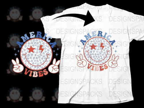 America Vibes T-Shirt, Patriotic Tee, Red White Blue Star Casual Wear, USA Graphic Shirt, Unisex Fashion Top