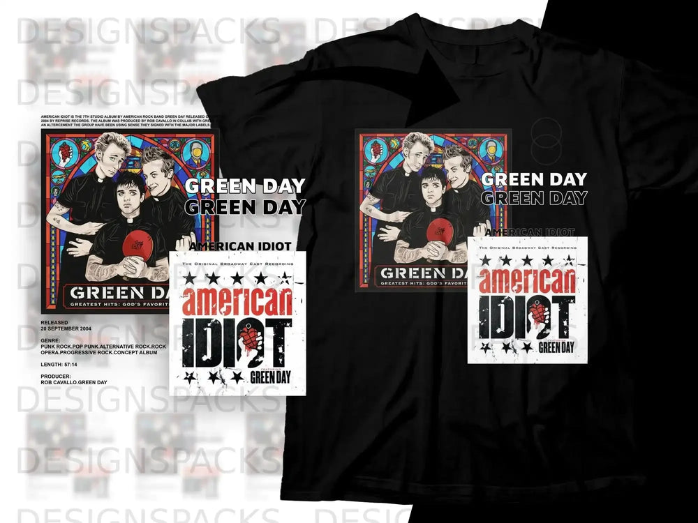 Green Day American Idiot Broadway Cast Recording album cover with track details.