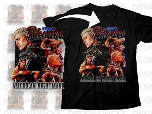 Black t-shirt with Cody Rhodes 