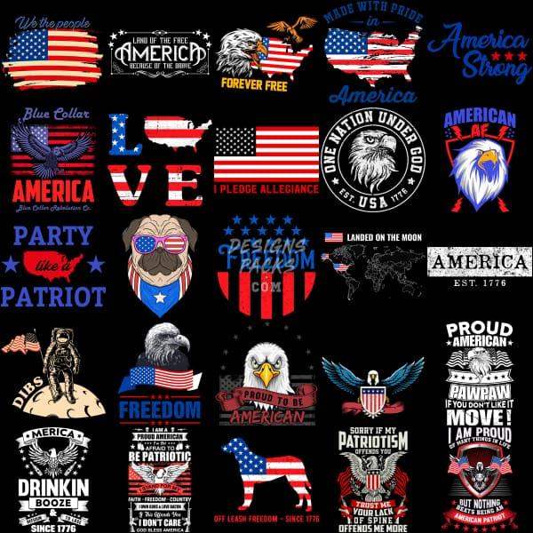 American Patriots Designs Bundle Png Ai Psd With Fonts