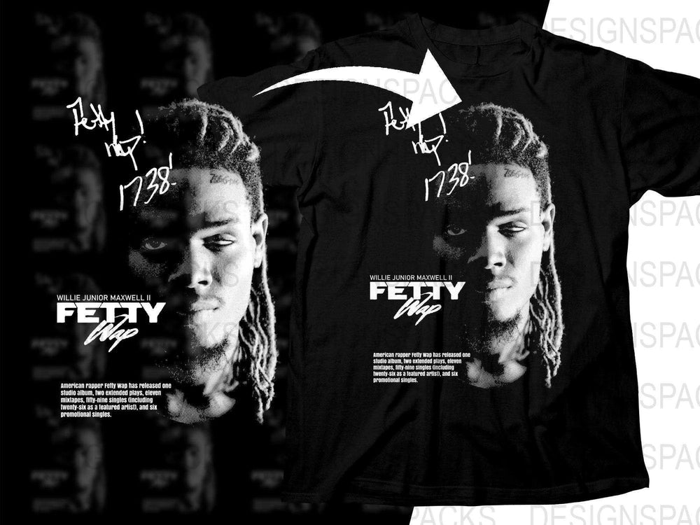 American Rapper Fetty Wap Graphic Unisex Black Png Digital Download
