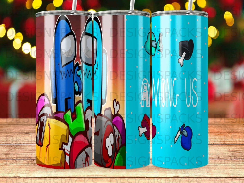 Among Us Impostor Crewmate Game Art Style Tumbler Digital Wrap Design