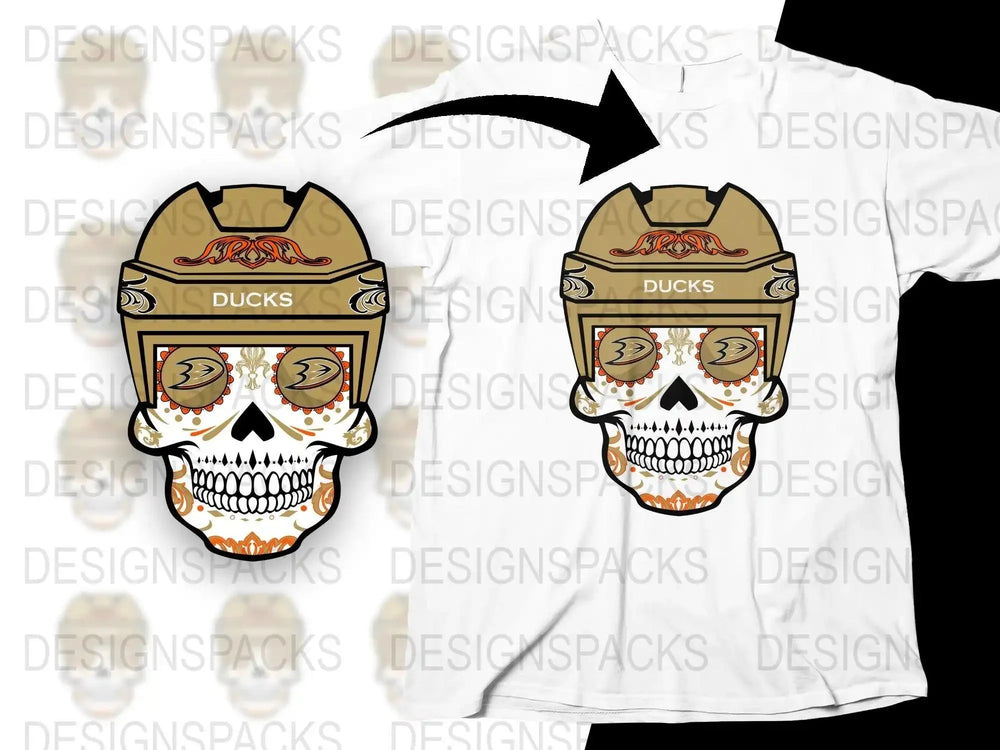 Anaheim Ducks Sugar Skull Design Png Digital Download