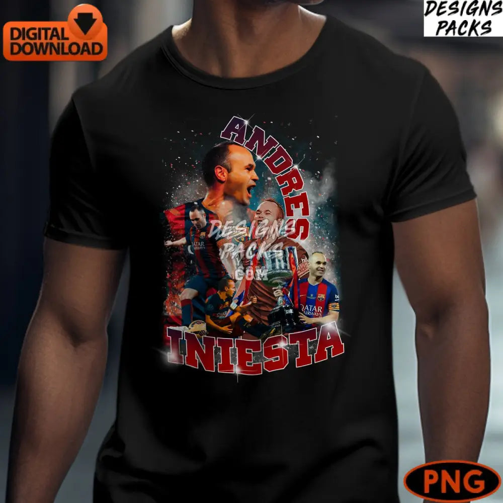 Andrés Iniesta Fc Barcelona Soccer Legend Digital Art Print Instant Download Png
