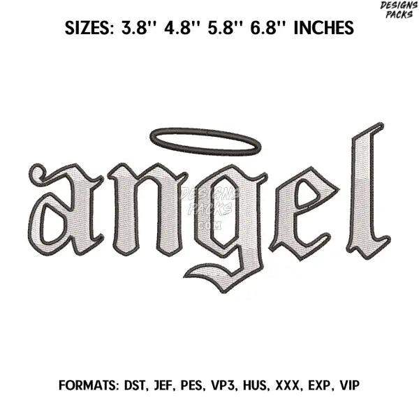 Angel Letter Embroidery Design File, Cutie Embroidery Design,.