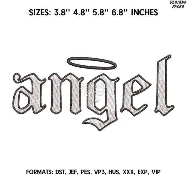 Angel Letter Embroidery Design File, Cutie Embroidery Design,.