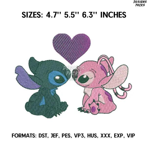 Angela and Stitch Embroidery design file pes. Lilo and Stitch embroidery design. Logo Nike embroidery, Anime Pes Design