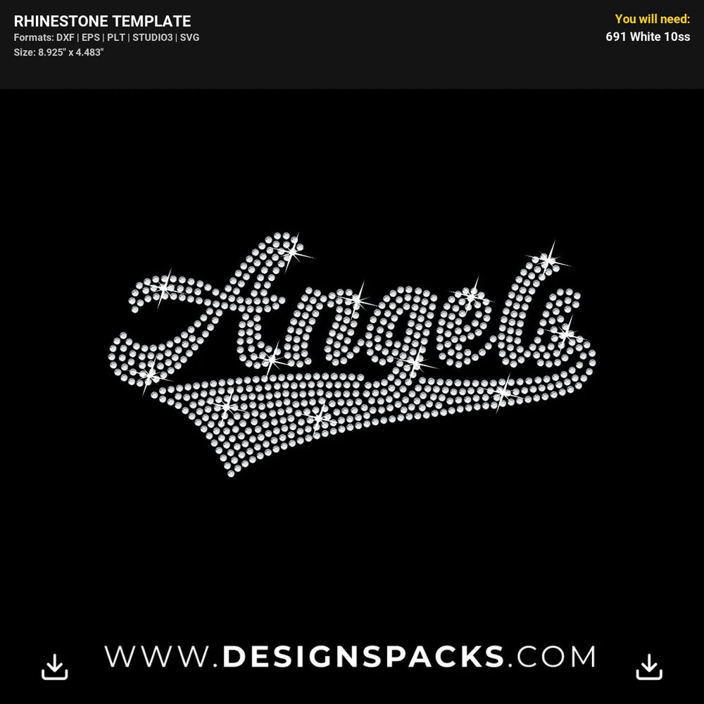 Angels Baseball Style Ribbon Name Rhinestone Digital Template