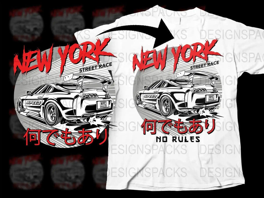 Animated JDM New York Street Race Speed No Rules Png Digital Download